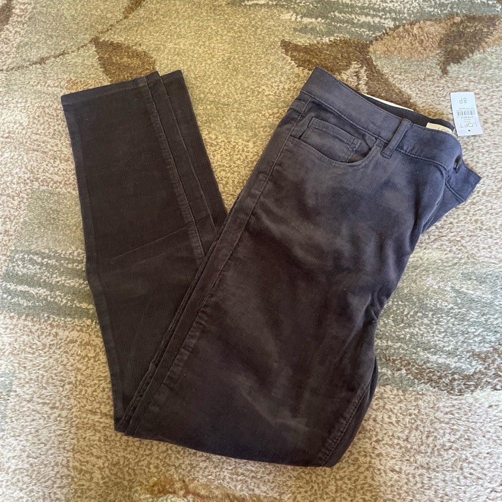 Loft high rise skinny corduroy pant 8P dark grayish navy